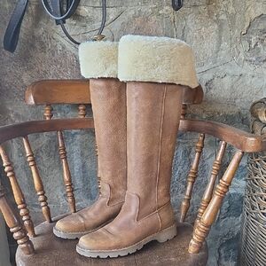 Roots Shearling Cuffed Tribe Leather Boots
